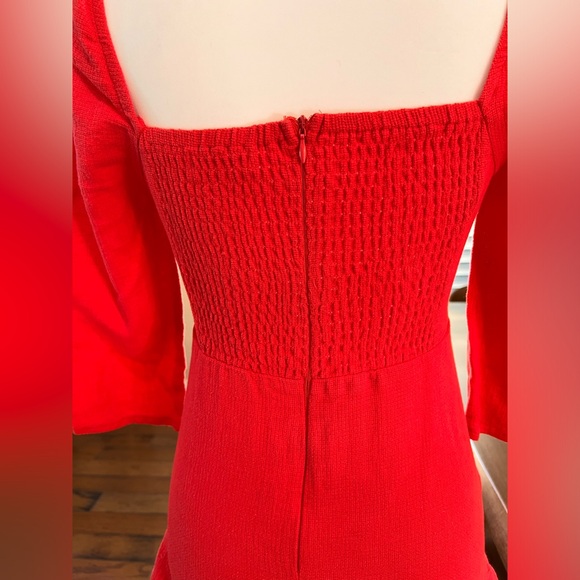 Ruffles Asymmetric Sweetheart Bow Smocked Gauzy Romantic Short Mini Dress sz 10 - Picture 5 of 7